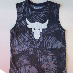 Under Armour Heat Gear Black & Gray Muscle Tank The Rock Edition Size YLarge NWT